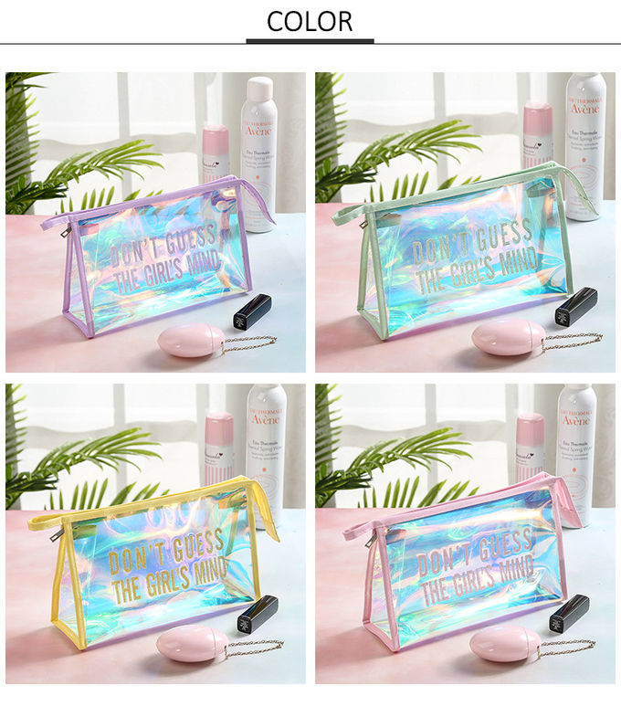 Custom Glitter Logo Holographic PVC Makeup Bag For Women