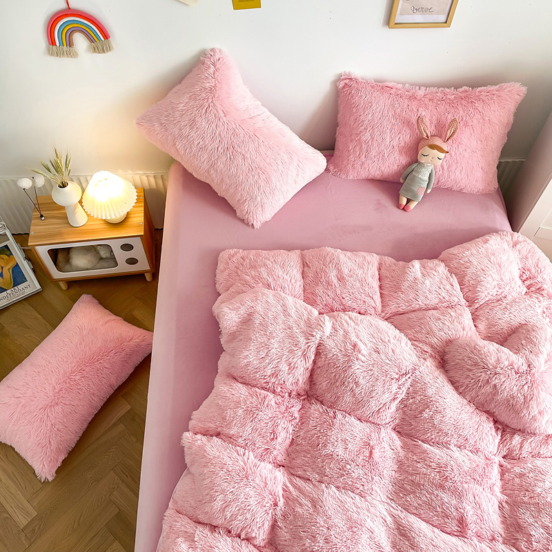 Thick Coral Velvet Bed Sheet Set Luxury Designer Comforter Sets for Winter Protection