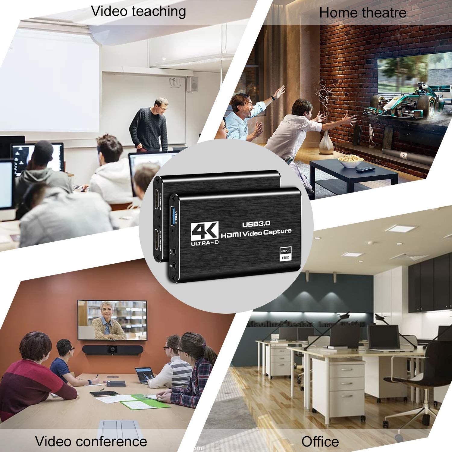Aluminum Shell HDMI Video Capture Device 3.5mm 4K 1080p 60fps Capture Card USB3.0