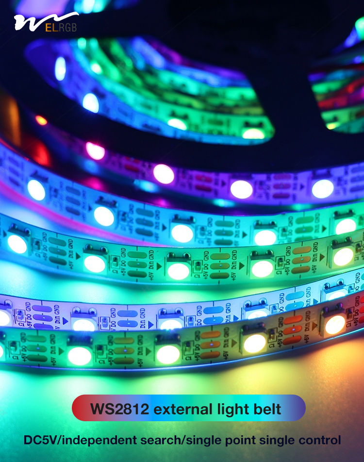 CRI Ra 80 10mm PCB Width WS2812 Full Color SMD5050 60LEDs/m Flexible LED Light Strip