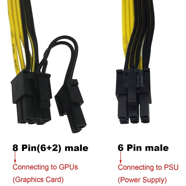 PCIE 6 Pin to 8 Pin GPU ATX Video Graphics Card PCIE PCI Express Power Cable