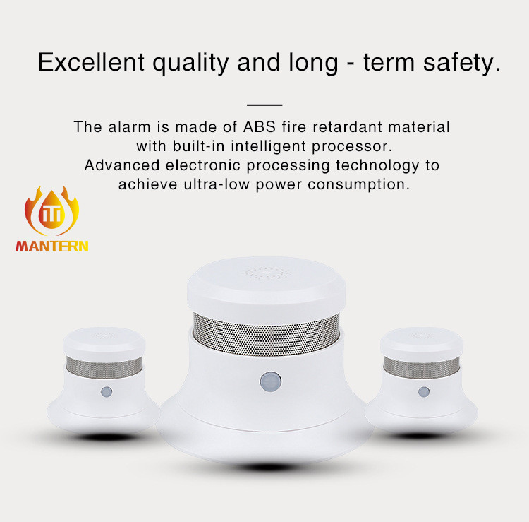Compact Smart Smoke Detector Stand Alone Smoke Alarm 2pcs AAA Battery Operated