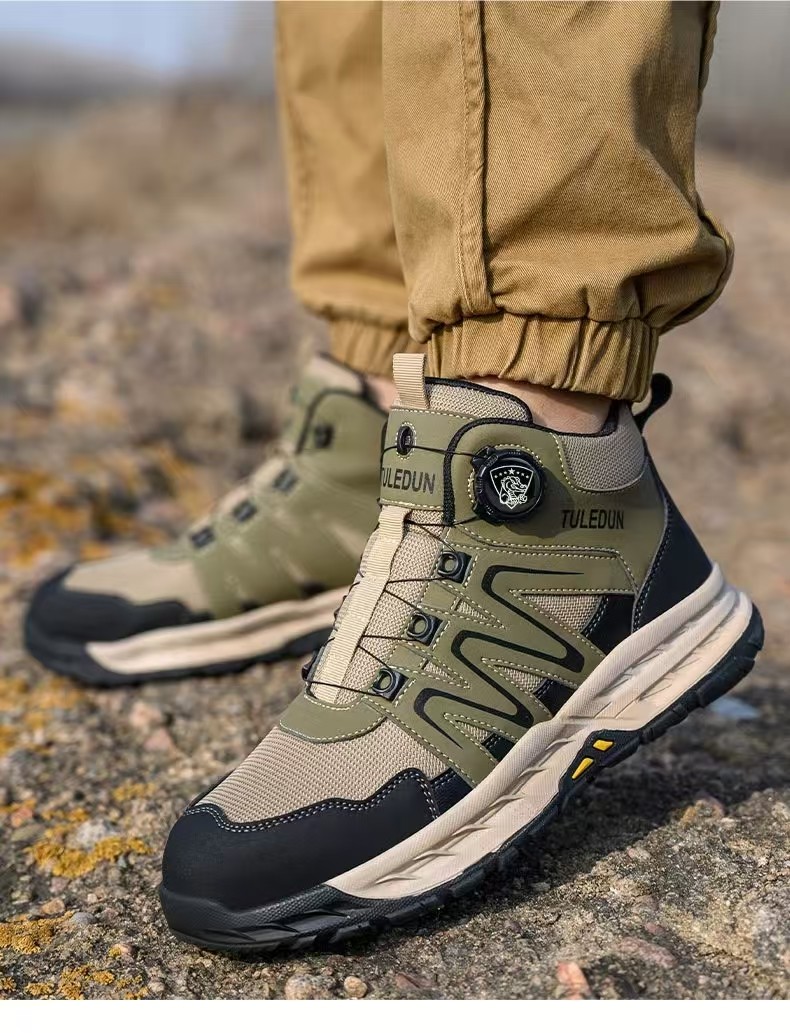 Men's Lightweight Leather Hiking Boots Waterproof Outdoor Mountain Shoes