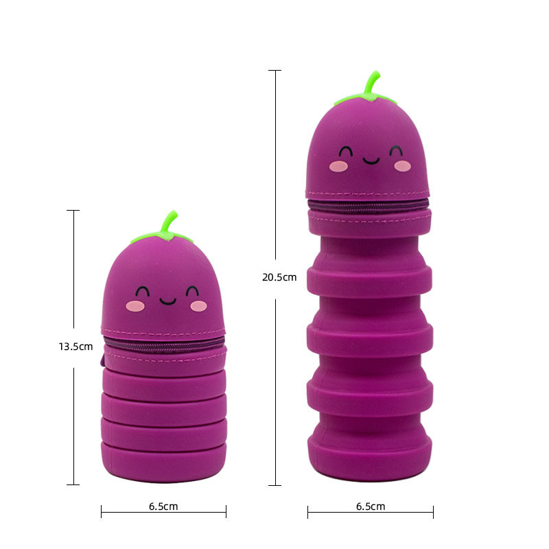 Cute Silicone Pencil Holder Girls Boys Storage Bag Students Stationery