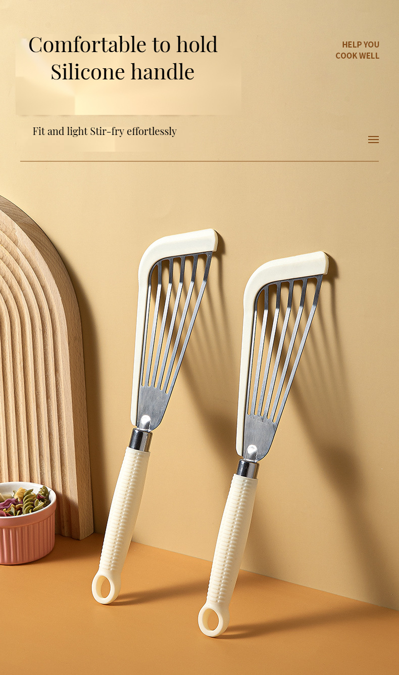 Stainless Steel Fish Spatula Slotted Turner for Nonstick Cookware 2-Piece Kitchen Set