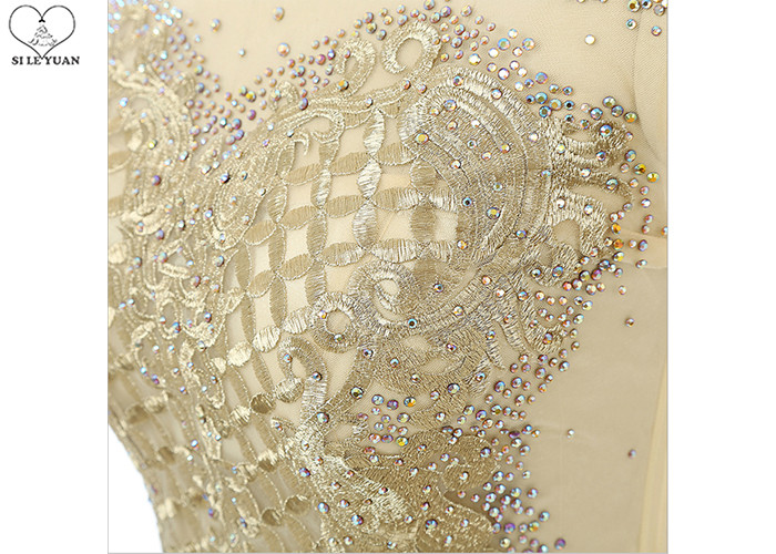 Sleeveless Gold Long Tail Gown Lace Front Back Embroidery Beading Side Zipper