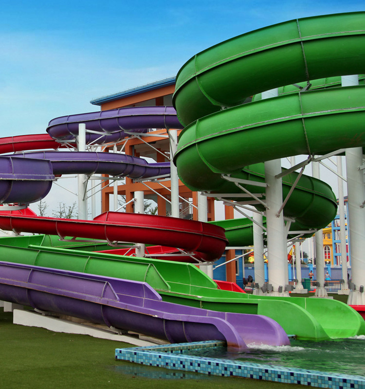 FRP Spiral Water Slides , Length Customized Water Slide
