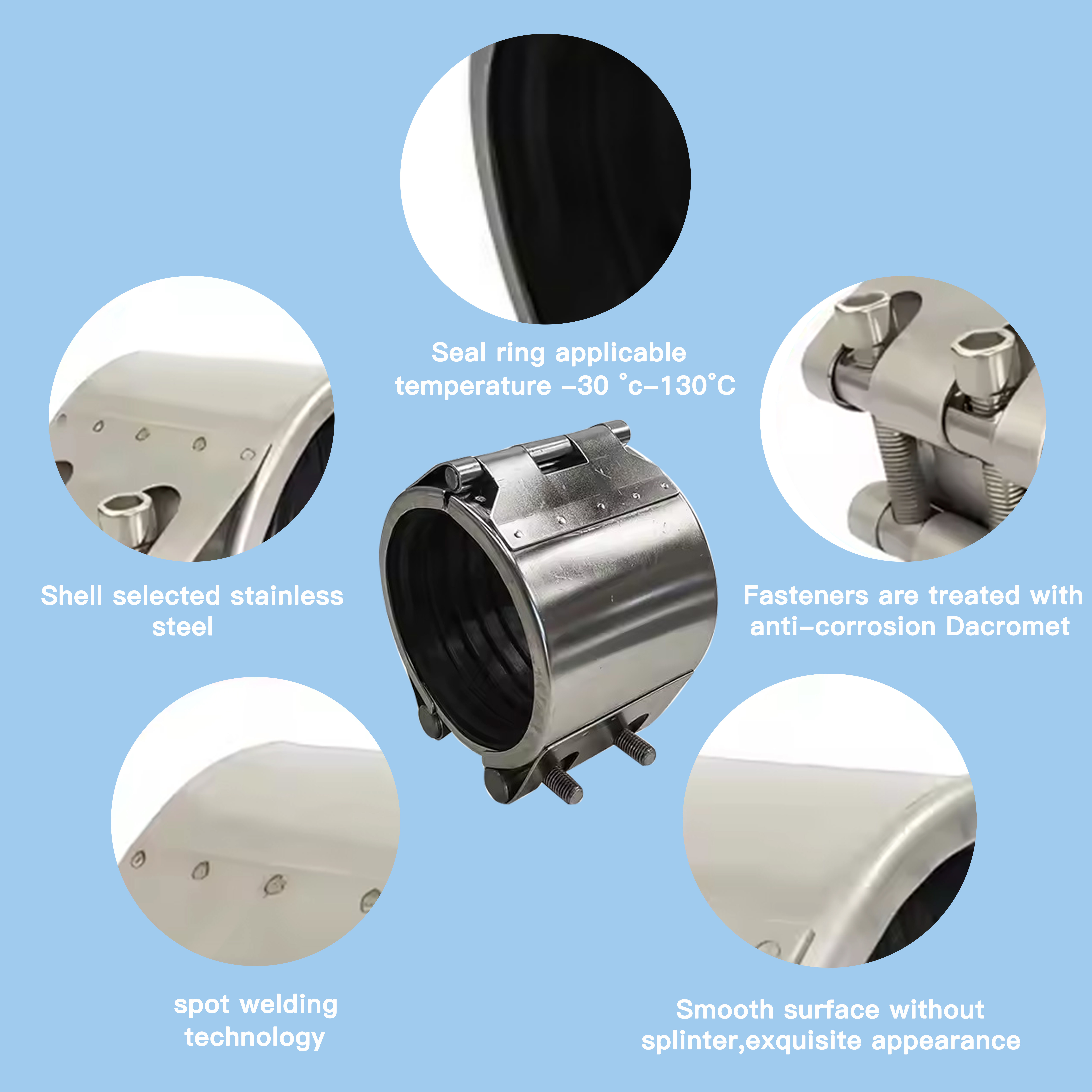 High Precision Metal Pipe Repair Clamp Smooth Multifunctional Pipe Repair Tool