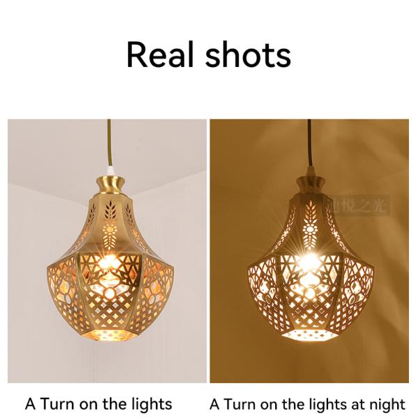 Gold Single Head Modern Copper Pendant Light Copper Glass Pendant Light With LED Light Source