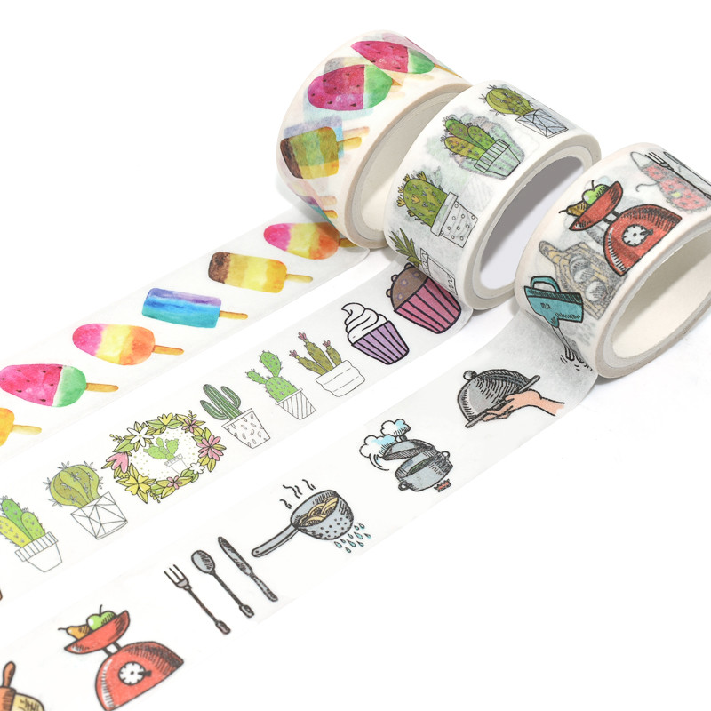 Japanese Washi Masking Tape Anti UV Colorful Art Design Width 30mm Decorative Washi Tape