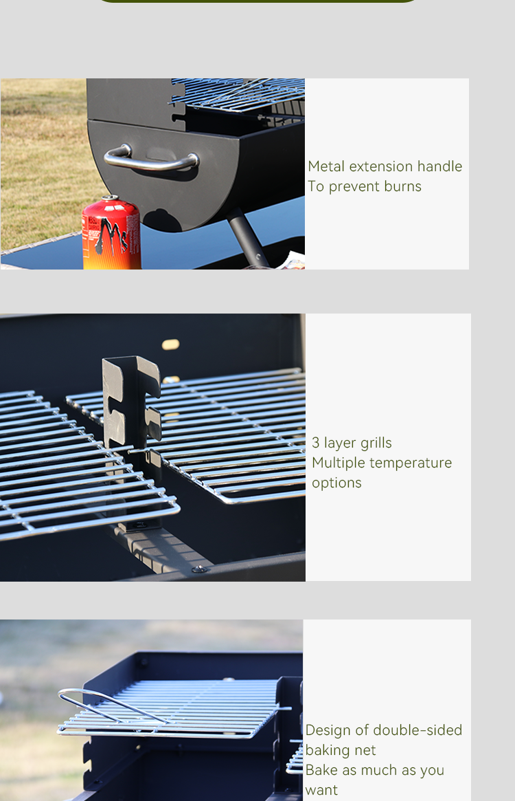 Metal Type Cold Rolled Steel Charcoal Grill BBQ Pellet Rotisserie Smoker for Outdoor