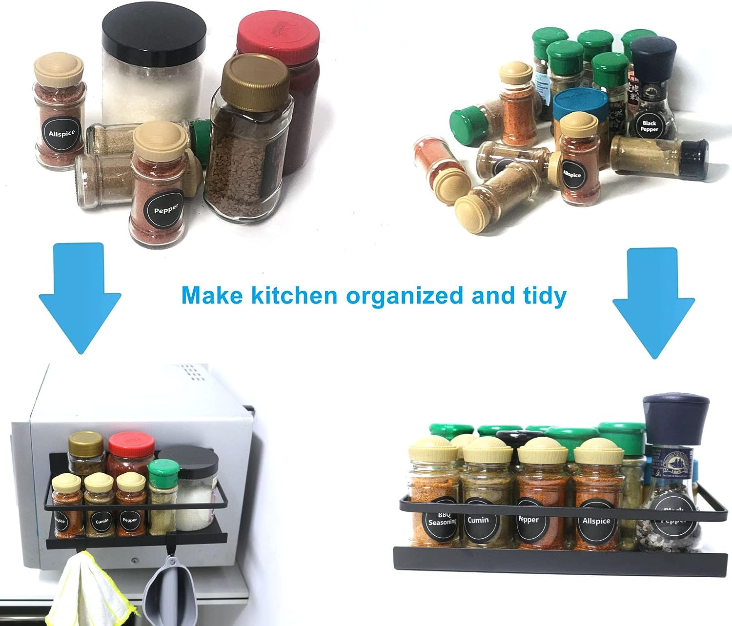 Customized Sizes Kitchen Organizer Magnetic Spice Storage Rack for Refrigerator