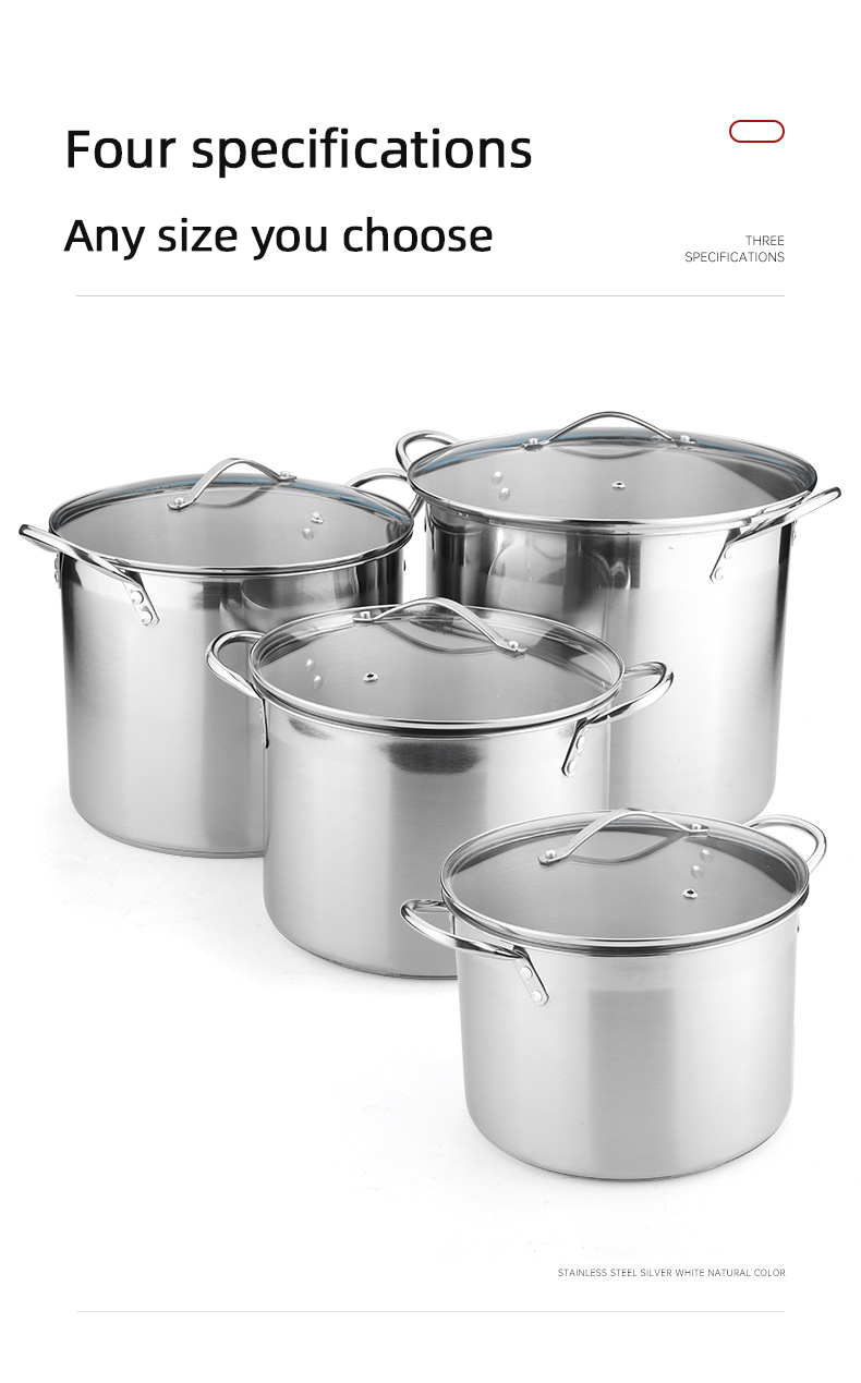 Good Selling 18/8 Stainless Steel Soup Pots Multi-user Stew Pots Cooking Pots With Binaural Handle