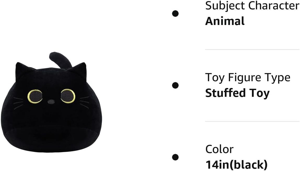 Black Cat Plush Toy: Soft, Stuffed Animal Pillow, Baby Sofa Decoration, Cat-shaped Design