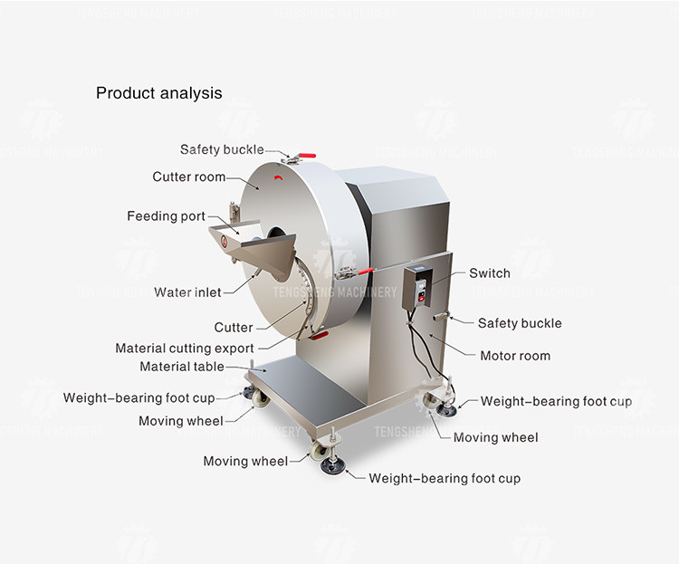 2.5KW 1500KG/H Chip factory slicing equipment slicing size 0.5-1.5mm adjustable