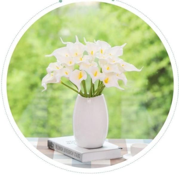 Artificial Purple White Calla Lily And Thistle Bouquet 36cm