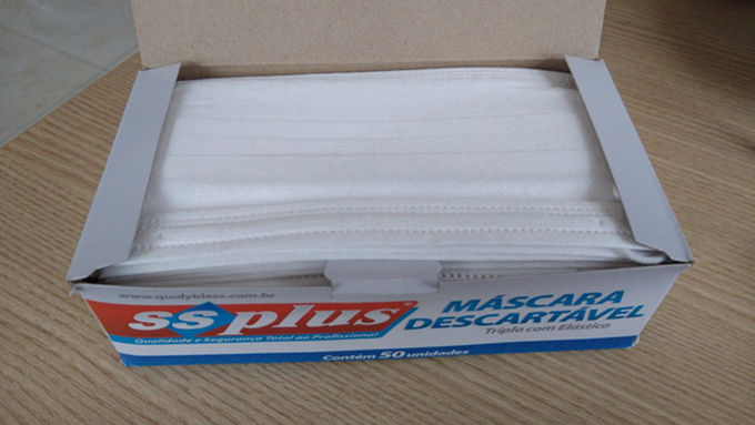 SSPlus Face Mask Bacterial Filtration Disposable Surgical Mask 3 Ply White Triple Ear Loop
