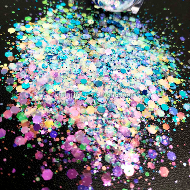 1 color Die cutting printing Chunky Glitter Shape Glitter Colorful Bright Chunky Mix