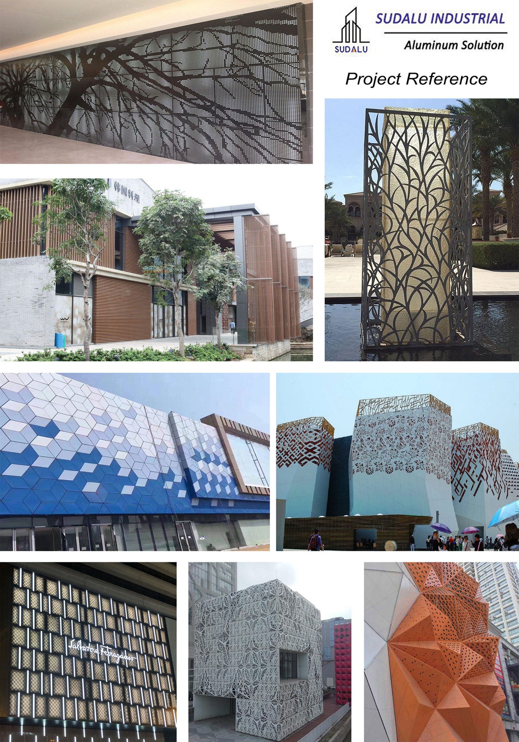 SUDALU Architectural Laser Cutting Panels Outdoor 3D Aluminum Curtain Panel