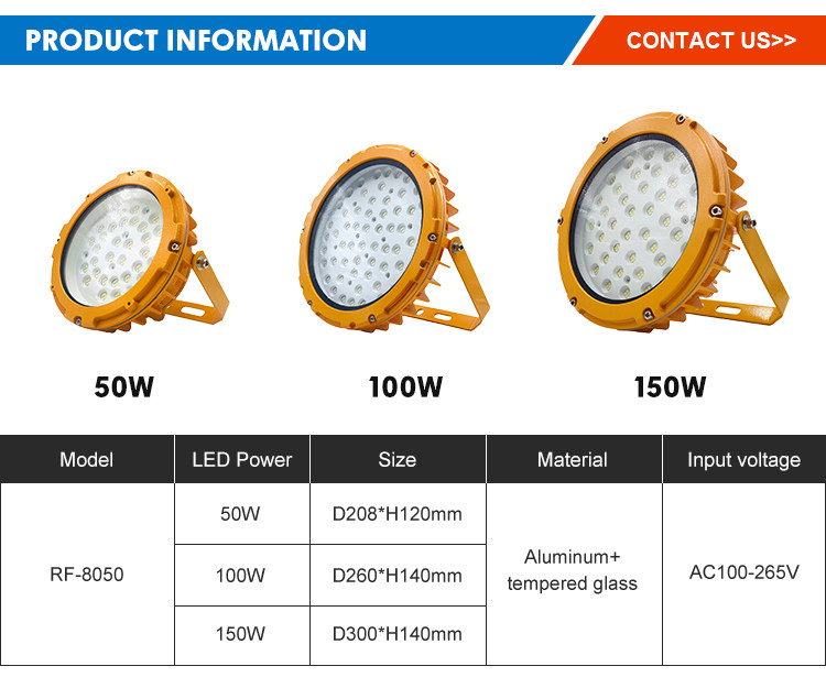 Work Explosion Proof Lighting Fixtures Intrinsically Safe 100lm-120lm/w