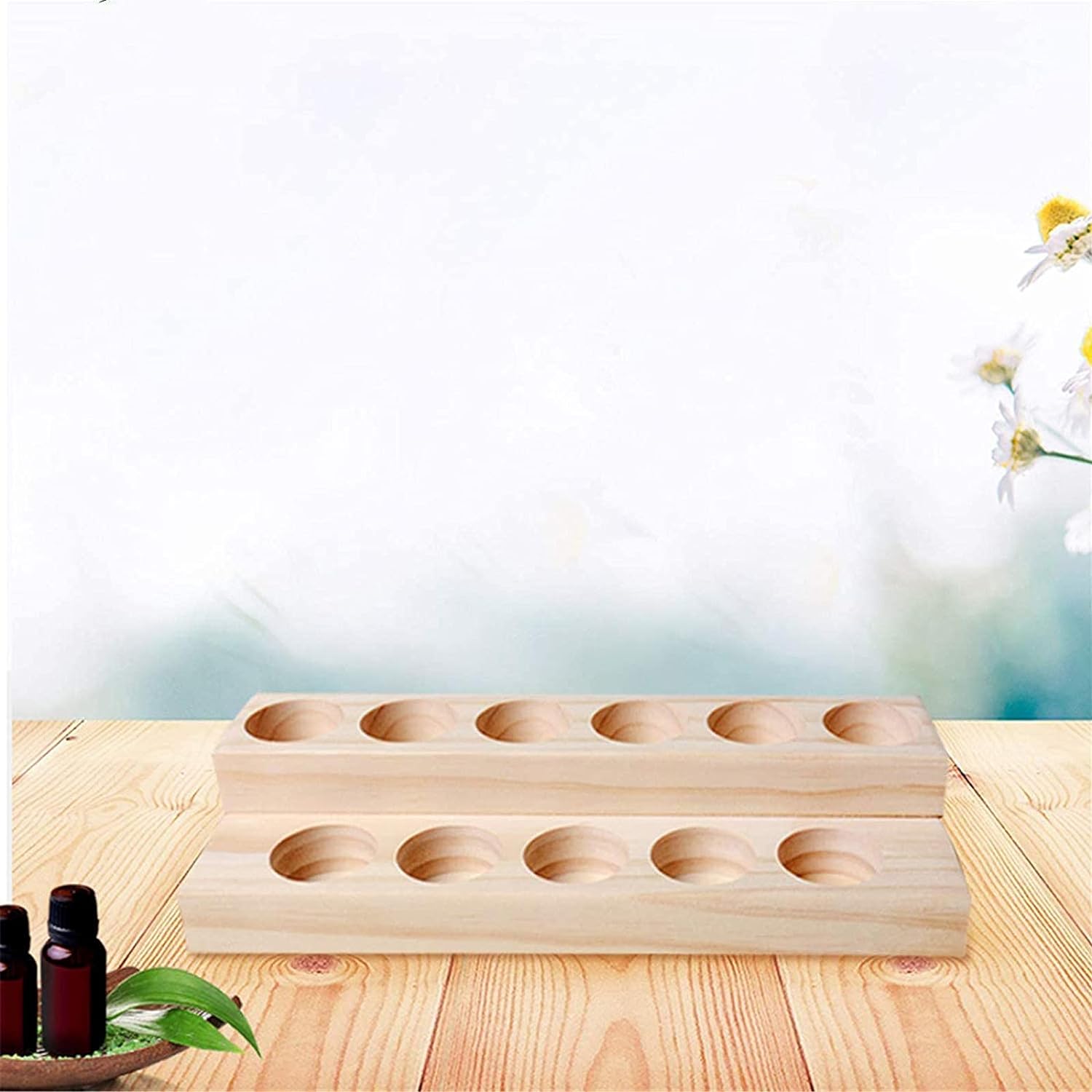 Wholesale Wooden Presentation Display Rack Stand Holder for Essential Oils Home Decoration Hanging Storage Organizer