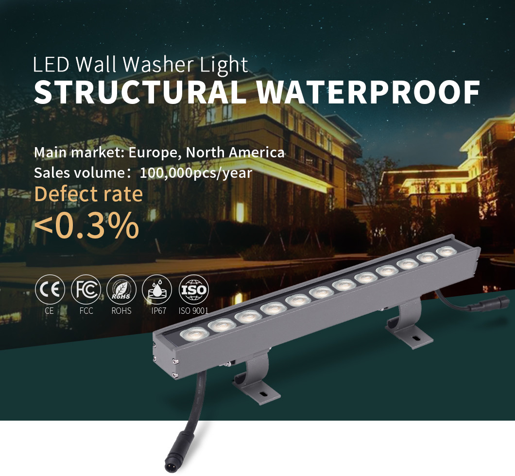 12W Hanging SMD2835 800LM Rgb Led Wall Washer 550ma