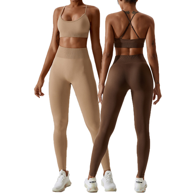 Women Sport Seamless Leggings Gym Fitness 2PCS Sportswear Workout Clothing Plus Size Yoga Sets Active Wear