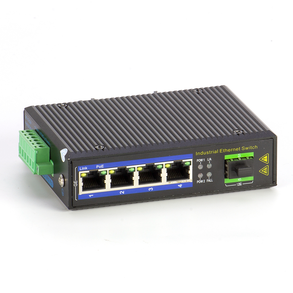 SFP Slot 1000M Industrial PoE Switch IP40 With 4 PoE Ethenet Port