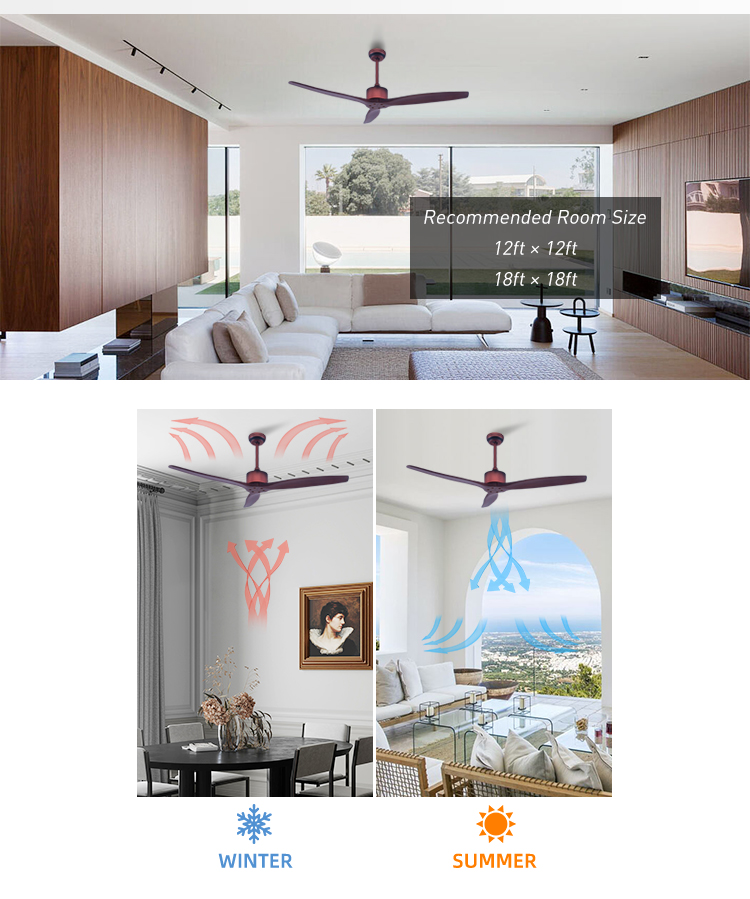 Decorative 110v 75w 52 Inch Flush Mount Ceiling Fan With Light And Remote