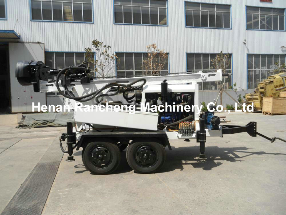 Hydraulic Borehole Trailer Mounted Water Well Drilling Rigs 160m Drill Depth 45KW