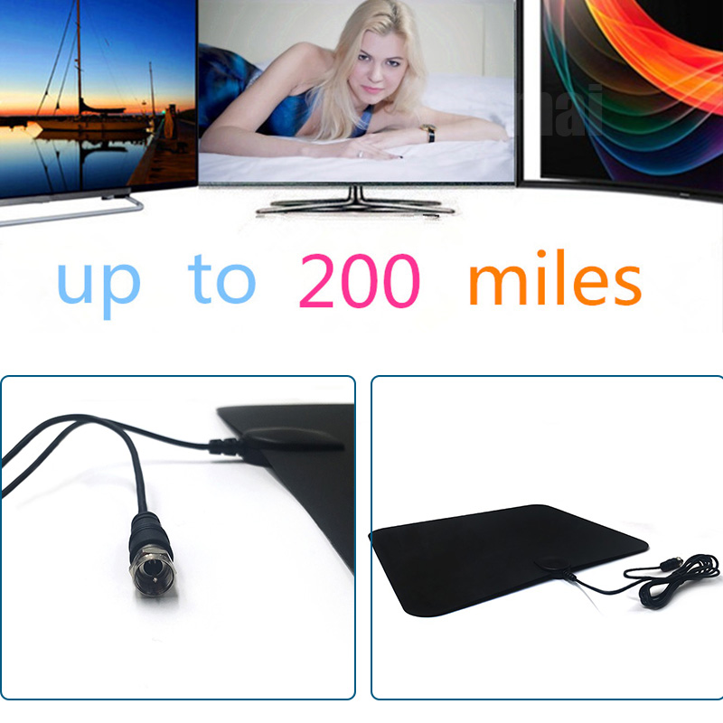 Free Channel TV Antenna with IEC Male Connector and Satellite Receiver in Packing Box