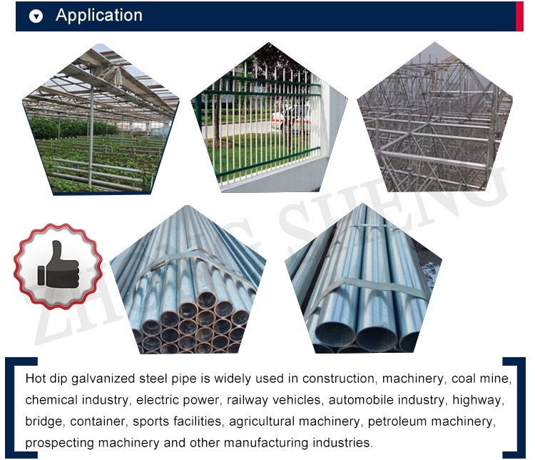 Hot Dip Galvanized Steel Pipe Skin Pass Yes Spangle Type Regular Spangle for Building Construction Material