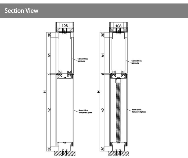 Ultimate Space Division Solution Solid Partition Walls Acoustic 40db 108mm Aluminum Frame 18+18mm Solid Panel
