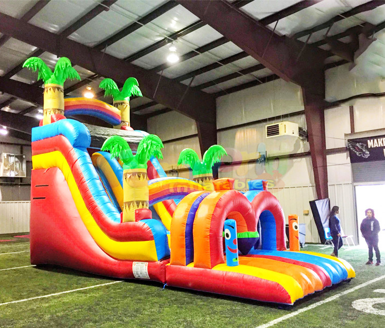 ODM Palm Tree Bounce House With Slide Digital Printing Logo