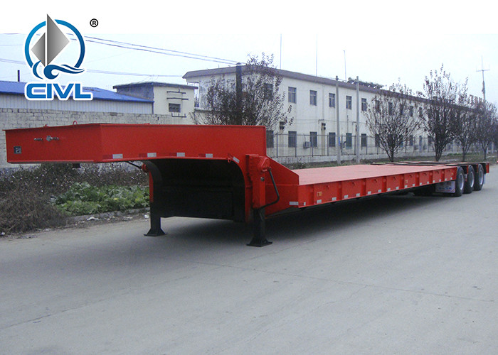 3 Axles Manual Semi Trailer Trucks Low Bed Transport Heavy Duty Machinery