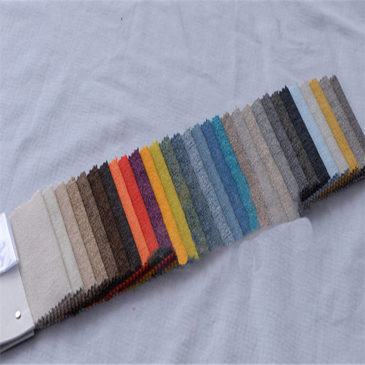Plain Weave Dyed Linen Sofa Fabric 100% Polyester Thickened Solid Color