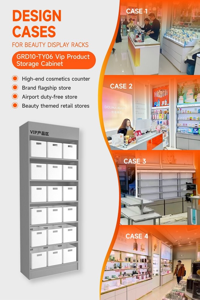 GDR10-TY06 Retail Store Display with Grey Edge Strip and Efficient Storage for Cosmetics Retail Stores