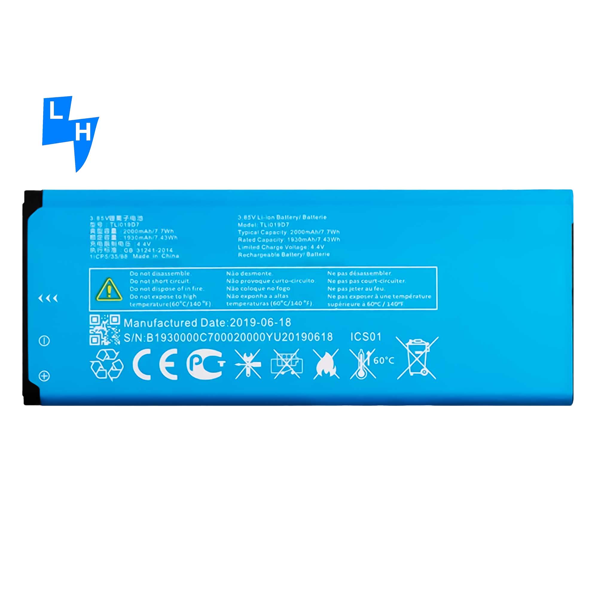Compatible For Alcatel 1 5033 5033D 5033X 5033Y 5033A 5033T 5033J Battery 3.85V 2000mAh TLi019D7