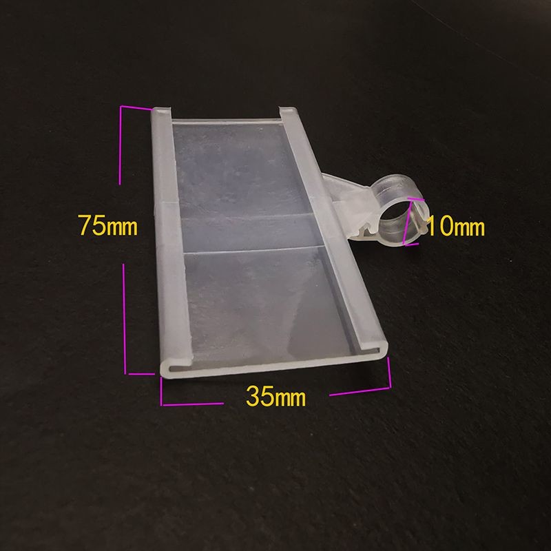Clear Plastic Wire Shelf Label Holder Tags 75*35mm ODM With Tight Snap Lock Closure