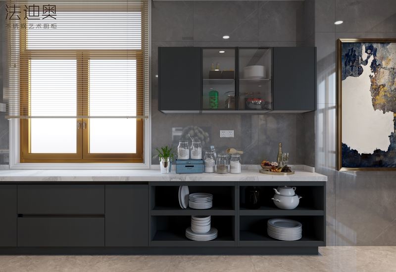 Sleek Durable Hygienic Modern Kitchen Cabinet With Customizable Design