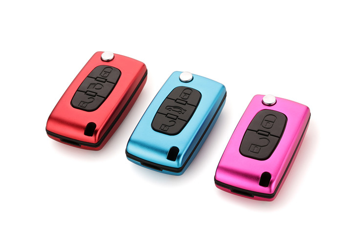 Car Key Case Shell Aluminum Folding Remote Shell For Peugeot Blue Peugeot Key Shell