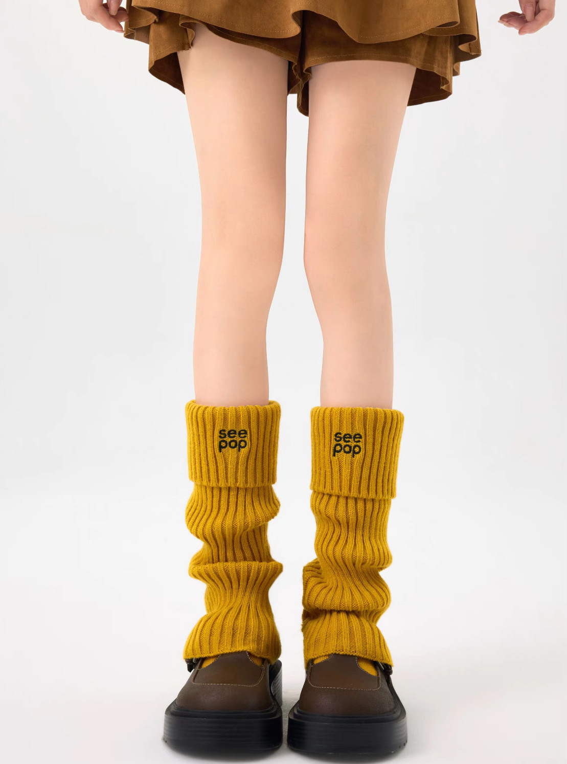 High Stretchy Embroidered Ribbed Leg Warmers For Women Winter Party Usage