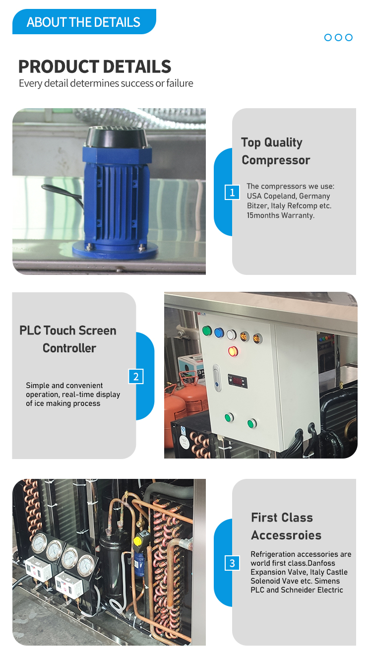 Air - Cooled Industrial Block Ice Maker Machine R404a Refrigerant Fireproof