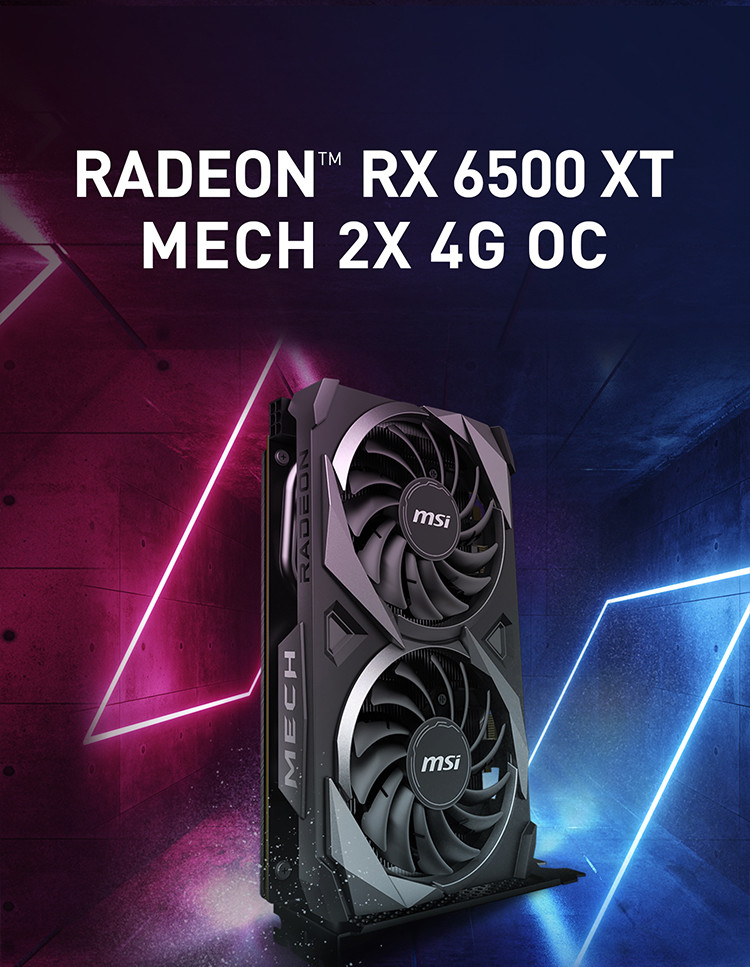 Radeon RX 6500 XT Graphics Card MECH 2X 4G OC Computer Graphics Card