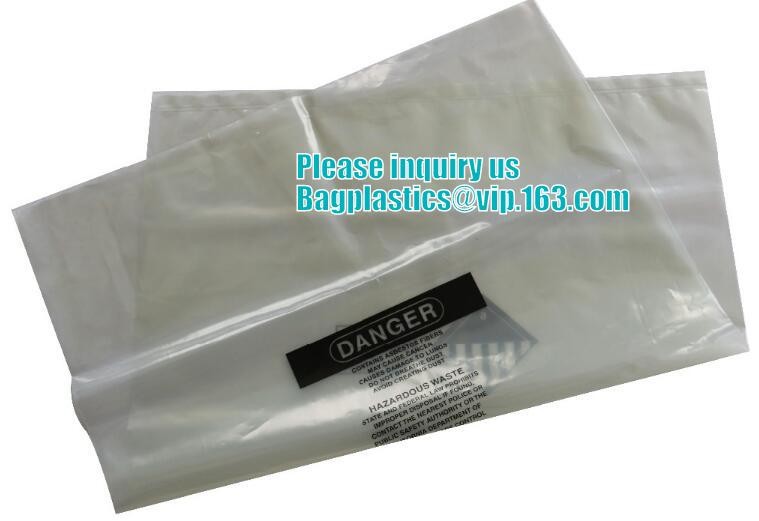 PE packing bag for Asbestos fibers, large size thicker LDPE asbestos remove bags, Large Asbestos Waste Removal Bags, pac