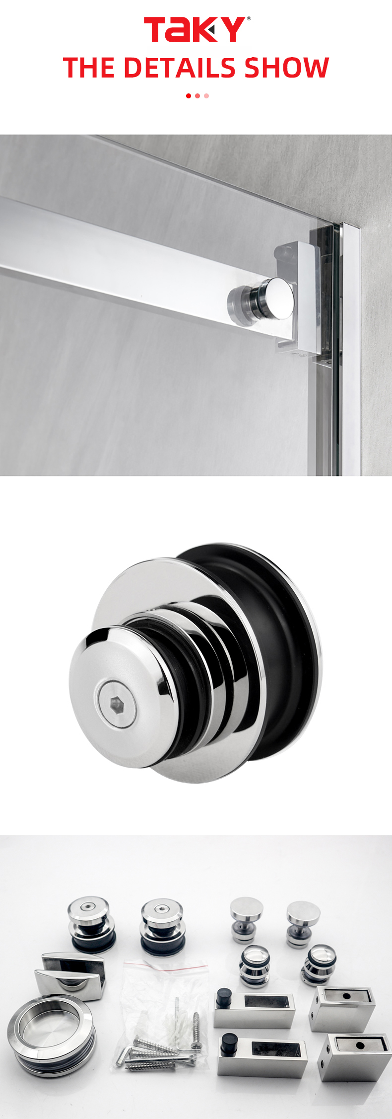 Modern Sliding Shower Door with Competitive and Stainless Steel Barn Door Accessories