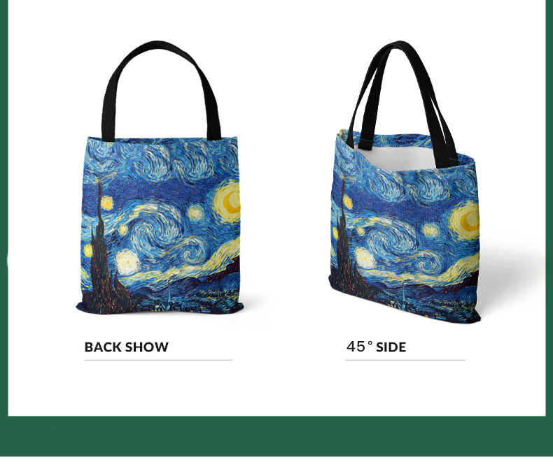 Customized Oil Painting Canvas Tote Bag Retro Art Fashion Travel Bag Women Leisure Eco Shopping High Quality Foldable Handbag