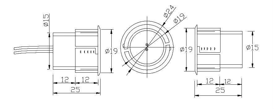 Recessed Mount Magnetic Switch Sensor in ABS material with Gap of 30-40MM