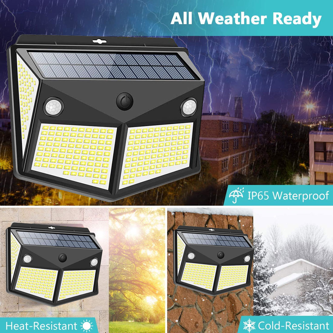 2200mAh Battery 500lm 260 Led Solar Motion Sensor Wall Light For Garden