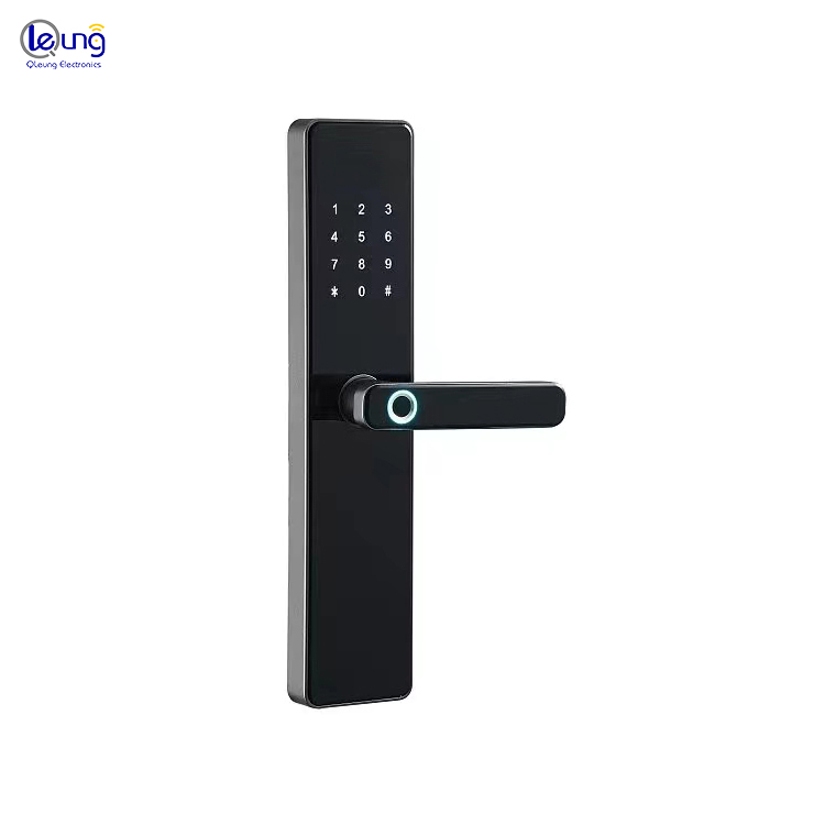 Black/Red Bronze Zinc Alloy Tempered Glass Digital Fingerprint Passcode Door Lock